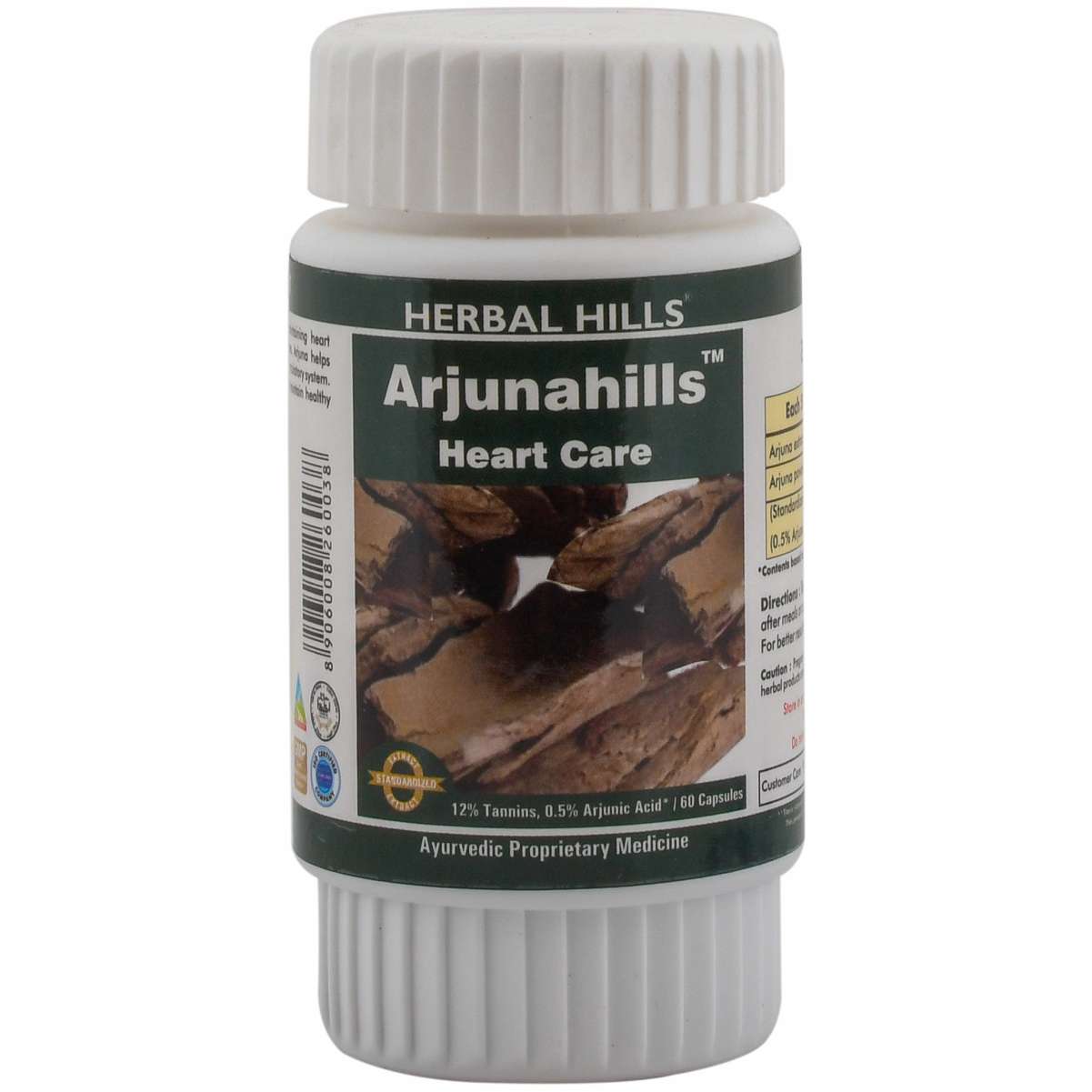 Herbal Hills Arjuna 60 Capsule Ayurvedic Arjuna  (Terminalia arjuna) 500mg Powder and Extract blend in a capsule 