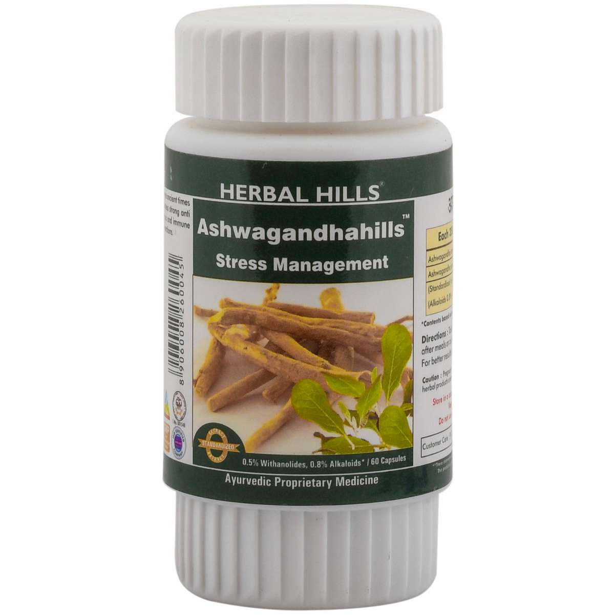 Herbal Hills Ashwagandha 60 Capsule Ayurvedic Ashwagandha  (Withania somnifera) 350mg Powder and Extract blend in a capsule 
